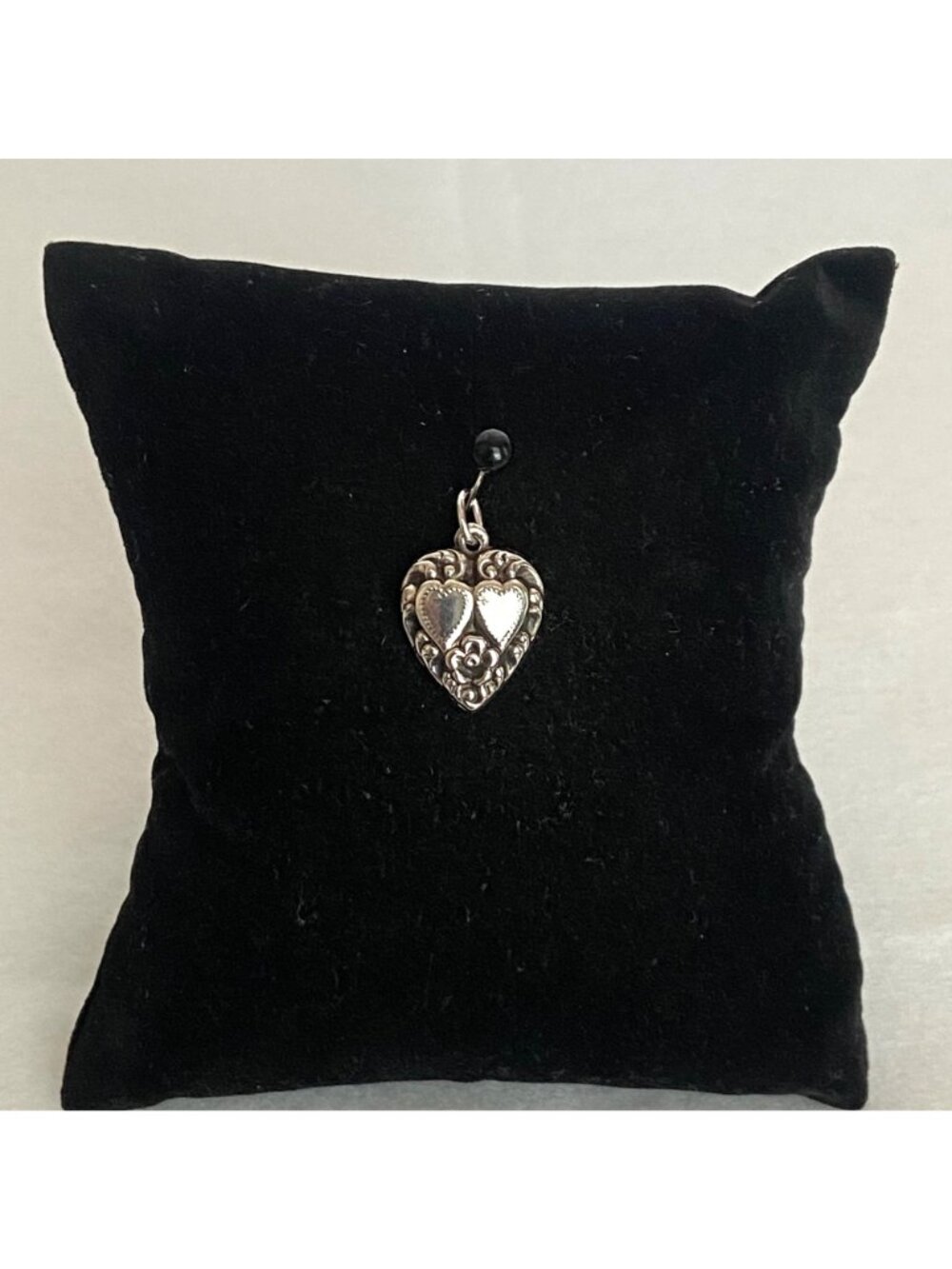 VTG Sterling Silver 925 Repousse Puffy Heart Sweetheart Charm Pendant - Picture 11 of 16